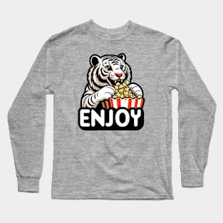 enjoy eat popcorn Long Sleeve T-Shirt